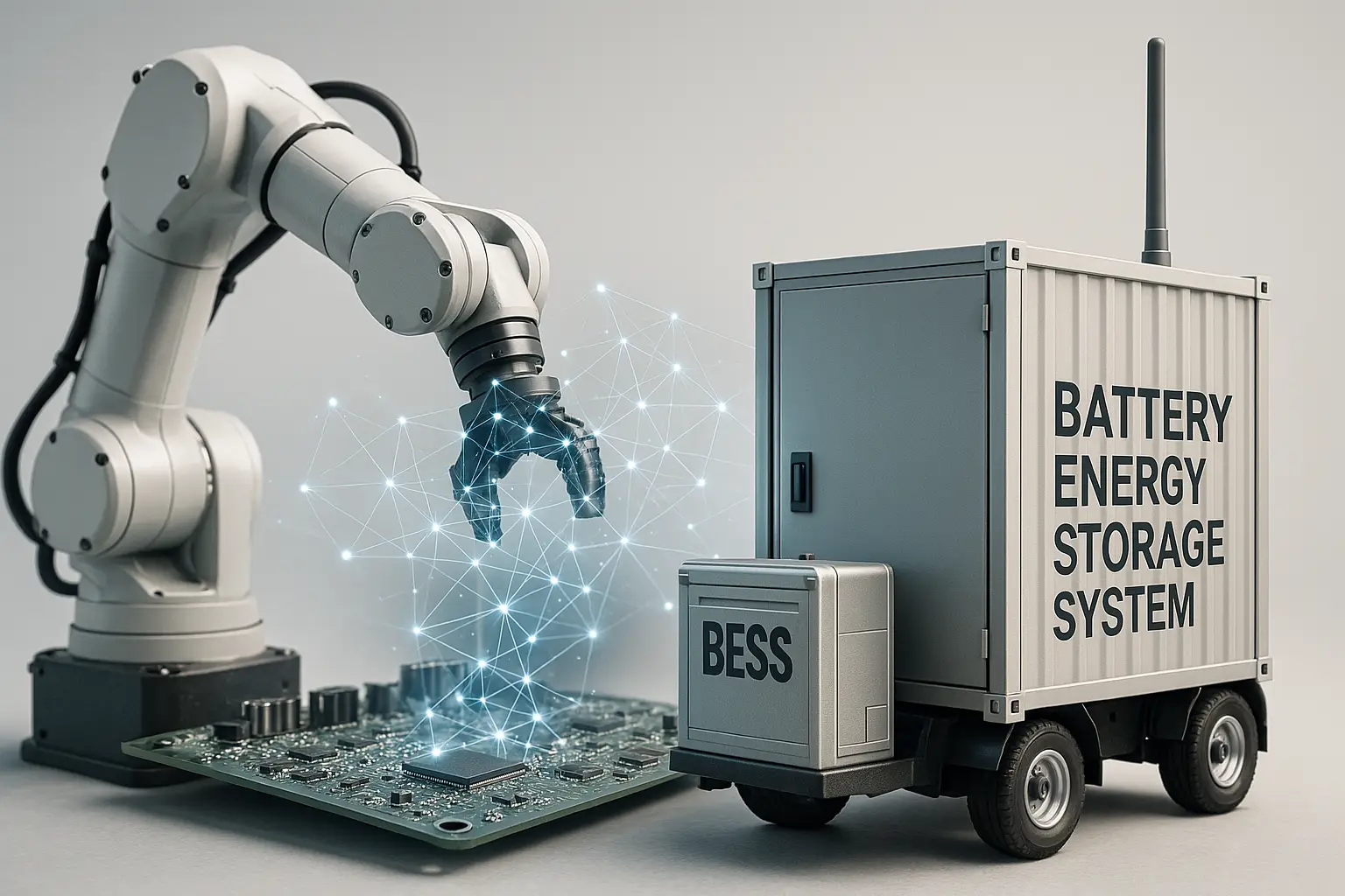 Montage illustrating diverse technological capabilities like robotics and data networks